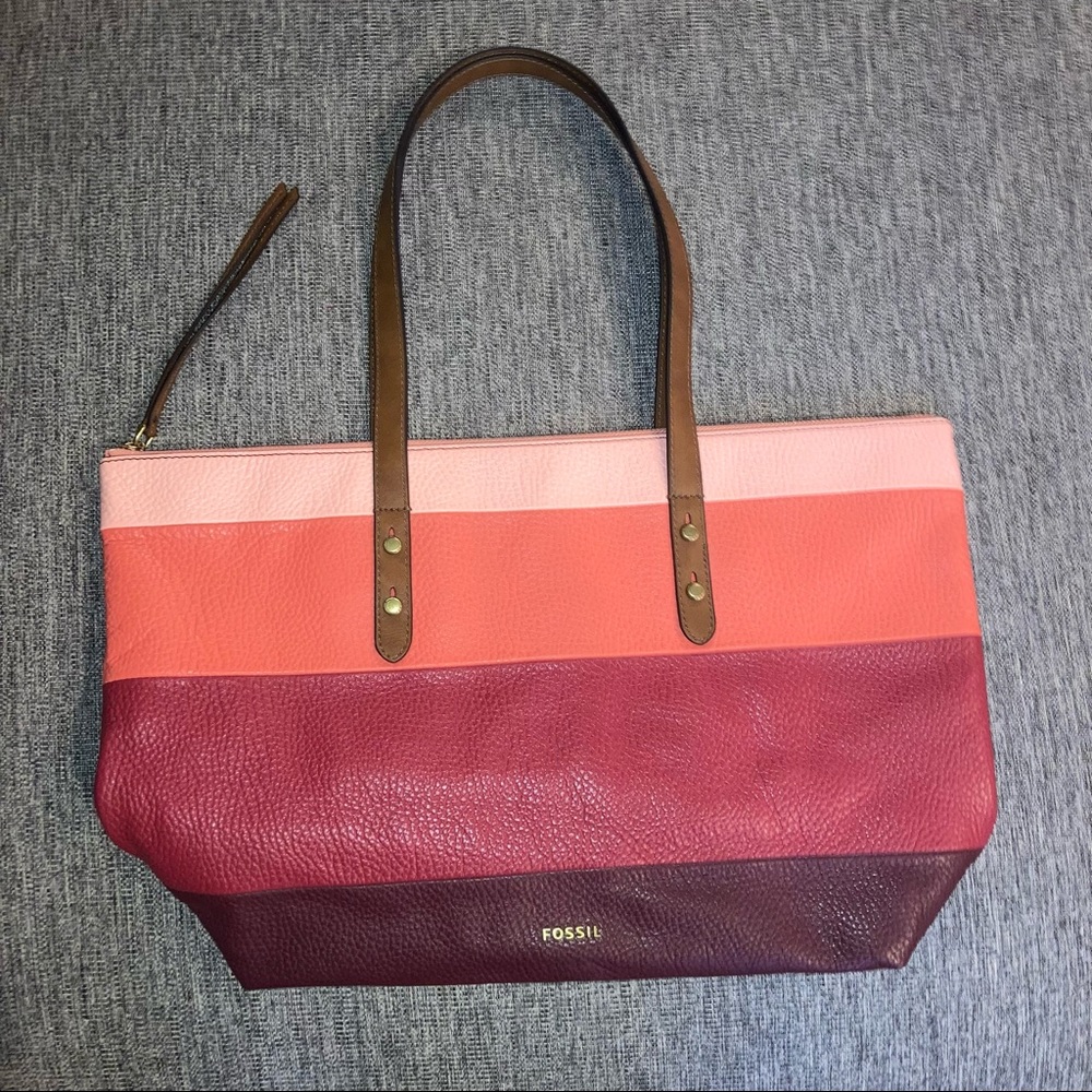 Fossil Multiple Pink Stripe Tote Bag - image 1